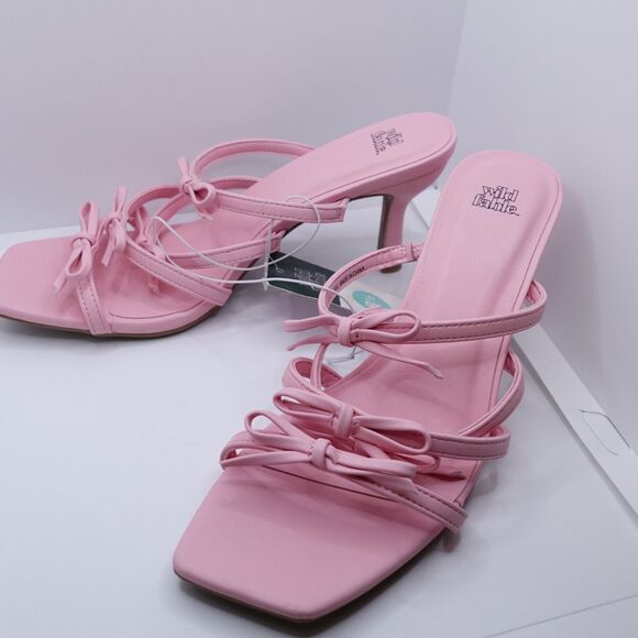 NWT Wild Fable Sz 8.5 Heels Pink Marcella Strappy Bows Slip-On Coquette Preppy - Picture 13 of 16